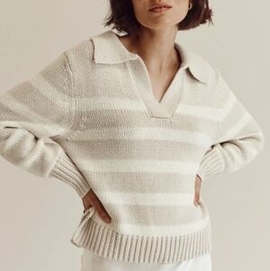 Diish Collared Cotton And Wool Knit Sweater Size M